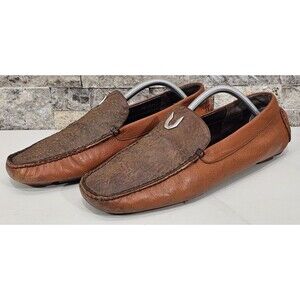 Vestigium Men's Loafers Genuine Shark Leather Driving Moc Cognac Size 11 Exotic